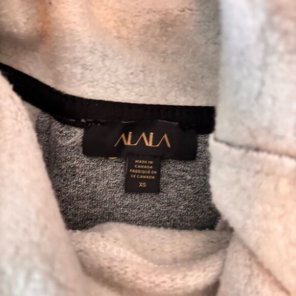 Alala Bell Sleeve Raw Edge velvet stripe Sweatshirt Activewear Top Grey XS - Picture 4 of 10